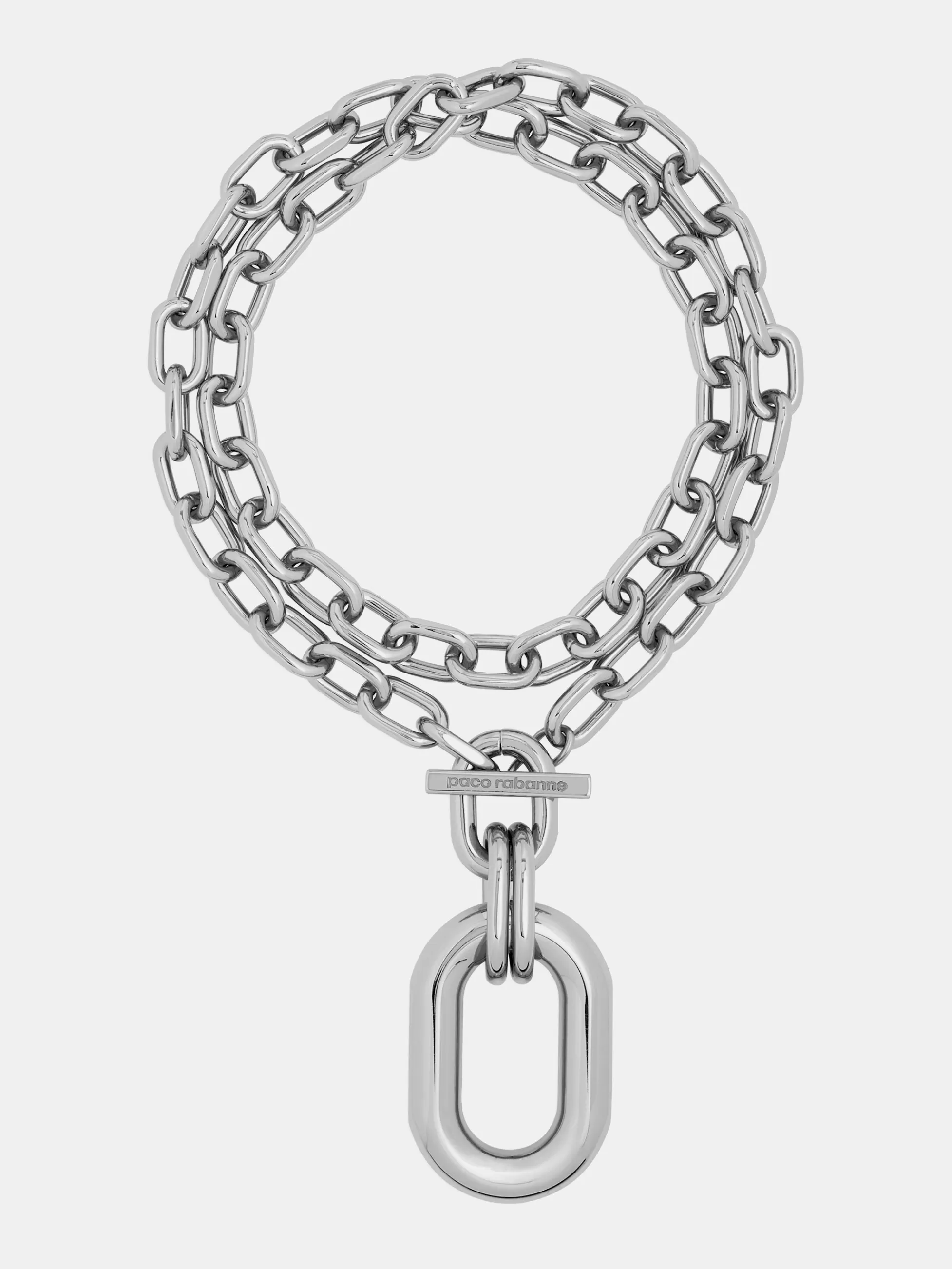 Rabanne Sélection De Soirée | Colliers^Collier double XL Link à pendentif argent