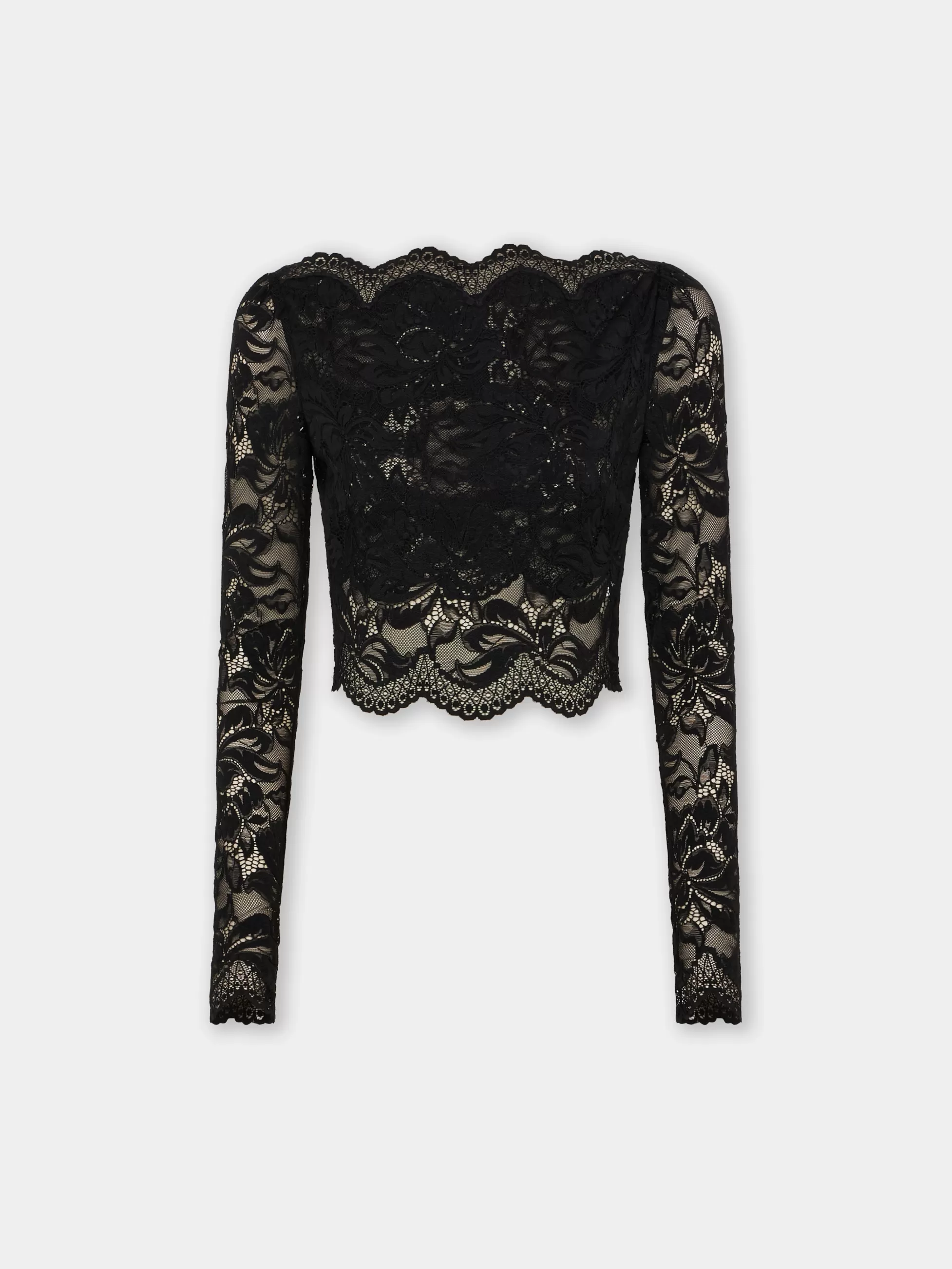 Rabanne Sélection De Soirée | Hauts^Crop top noir en dentelle