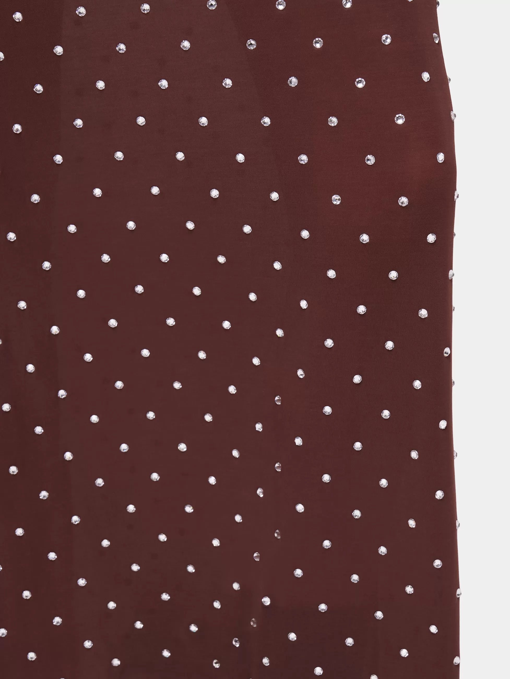 Rabanne Robes^ROBE LONGUE CHOCOLAT EN JERSEY SECONDE PEAU ORNÉE DE CRISTAUX