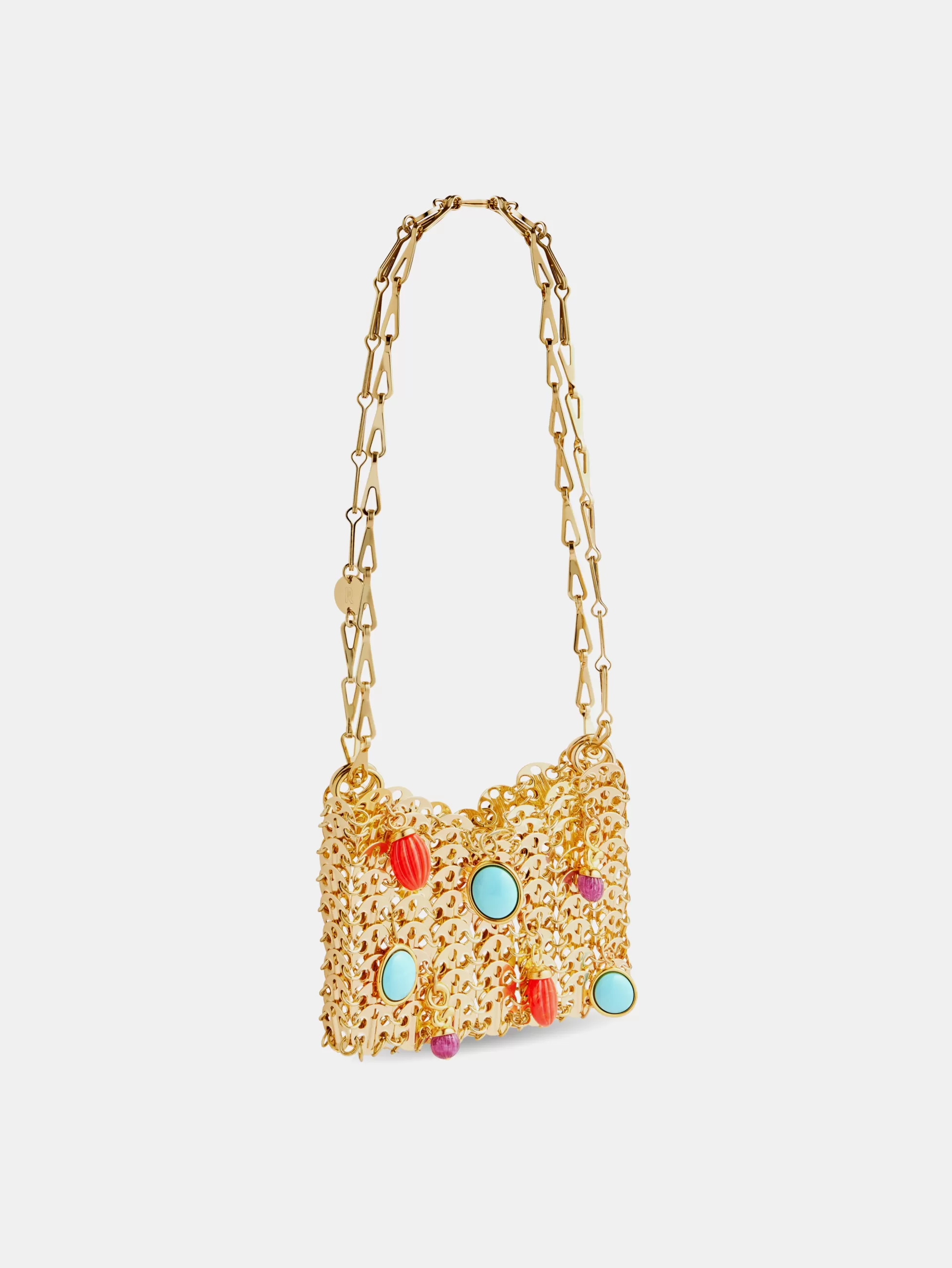 Rabanne Sacs Porté Épaule | Le Sac 1969^Sac 1969 nano or orné de breloques colorées