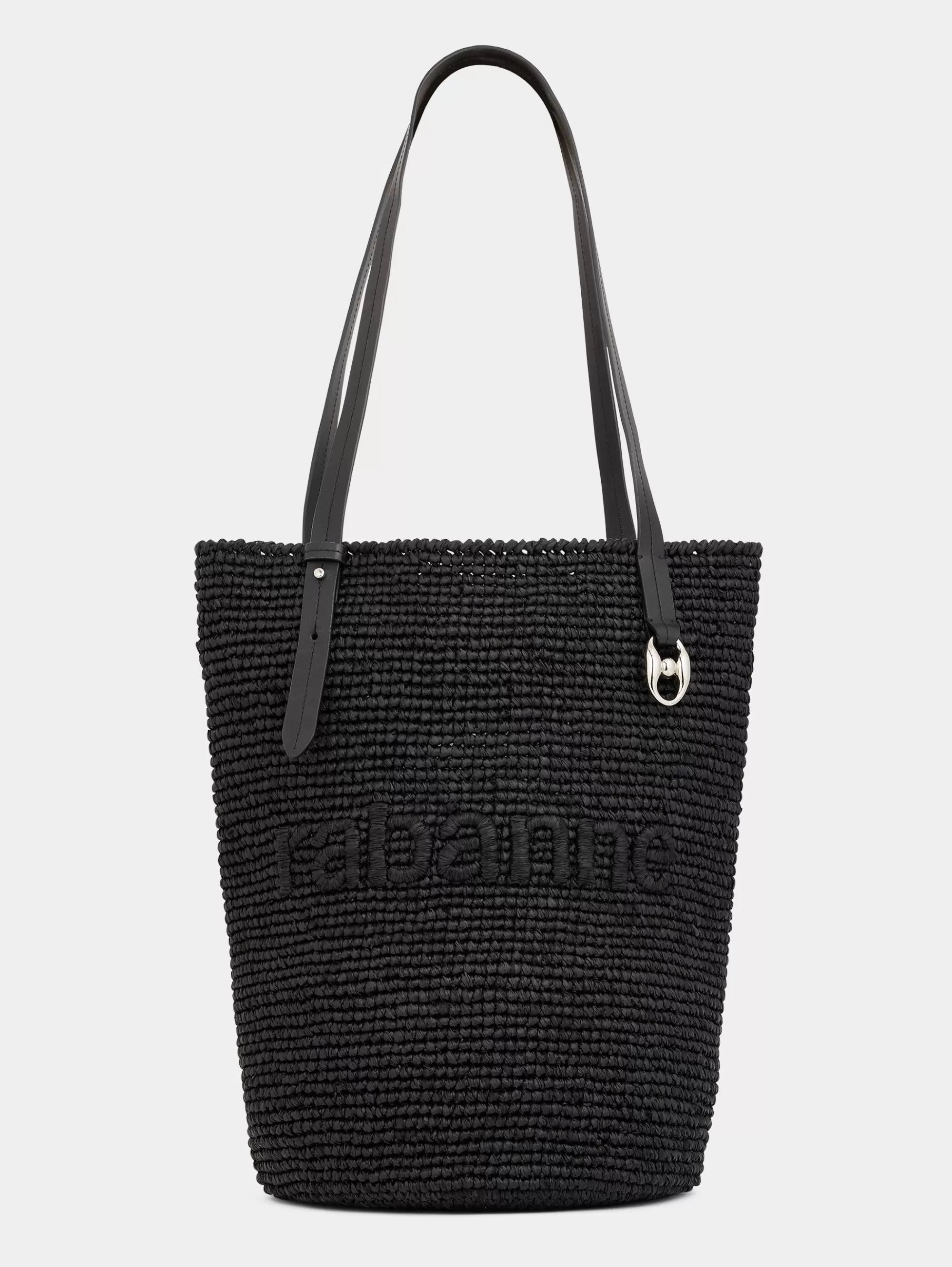 Rabanne Sacs Porté Épaule^Sac cabas en raphia noir avec logo