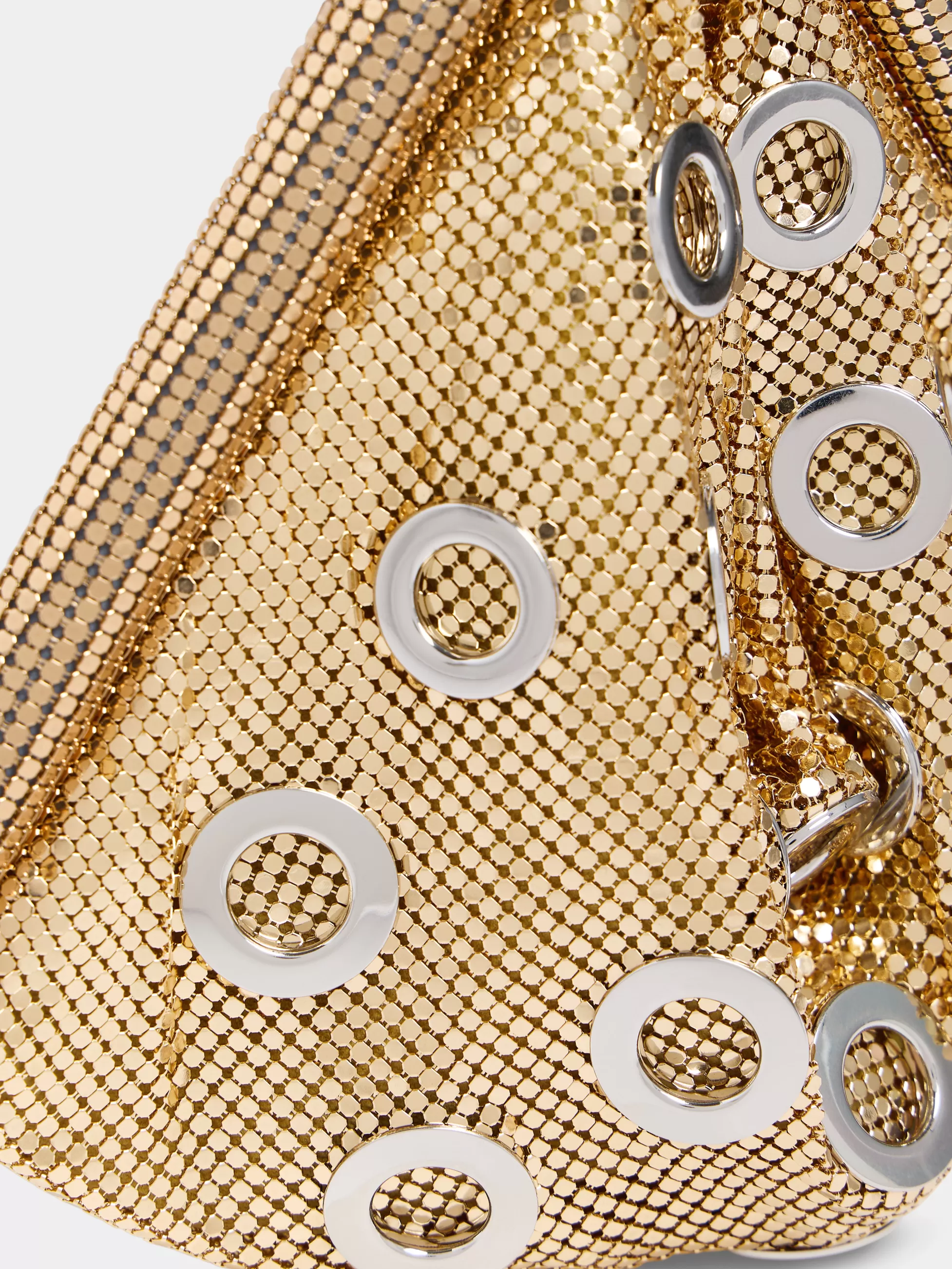 Rabanne Sacs De Soirée | Sacs Porté Épaule^Sac pochette en côte de maille dorée orné d'œillets métalliques