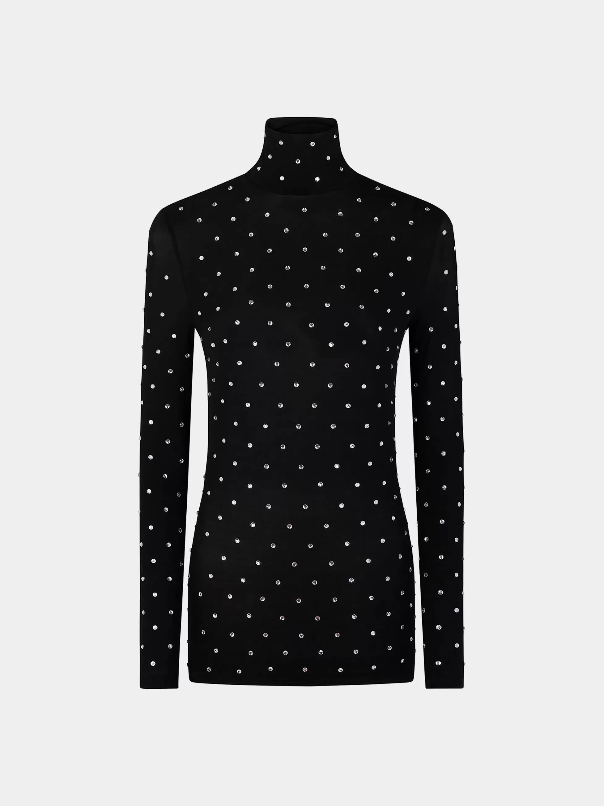 Rabanne Hauts^TOP NOIR EN JERSEY SECONDE PEAU ORNÉ DE CRISTAUX