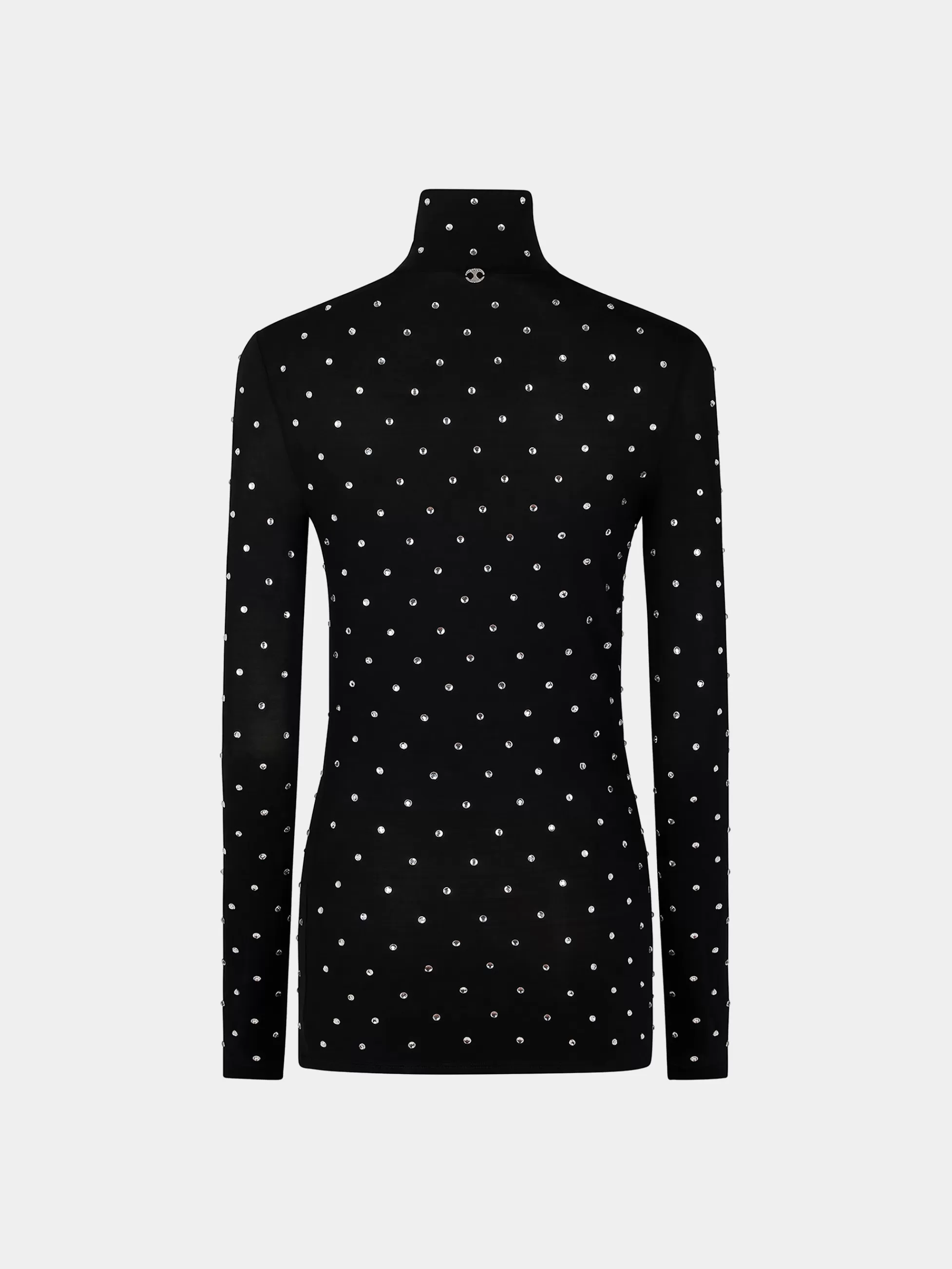 Rabanne Hauts^TOP NOIR EN JERSEY SECONDE PEAU ORNÉ DE CRISTAUX